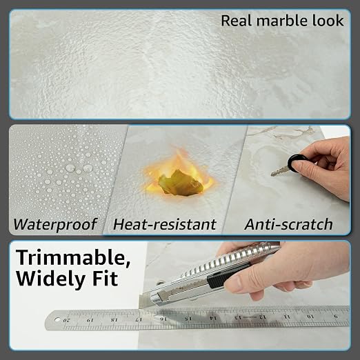 Art3d 60-Pack Peel and Stick Floor Tiles, 12" x 12", White Grey Vein Marble | Premium Vinyl, Anti-Slip, Waterproof, Stain-Resistant, Self-Adhesive, Durable, Ideal for Kitchen, Dining Room, Bedrooms