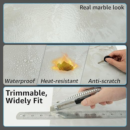 Art3d 60-Pack Peel and Stick Floor Tiles, 12" x 12", White Grey Vein Marble | Premium Vinyl, Anti-Slip, Waterproof, Stain-Resistant, Self-Adhesive, Durable, Ideal for Kitchen, Dining Room, Bedrooms