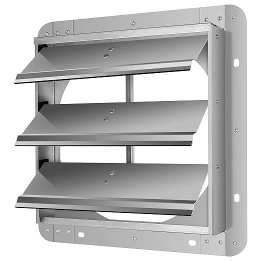 Simple Deluxe 12-Inch Square Aluminum Automatic Gravity Shutter Louver Vent, Silver