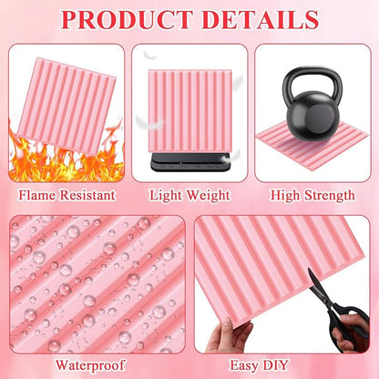 Nuanchu 32 Pcs 3D Wall Panels, 12"x12" PVC Fluted Tiles, Pink | Waterproof Accent Panels, Paintable Wall Tiles, for TV Background, Bedroom, Bathroom, Gaming Room, Cuttable Home DIY Decor