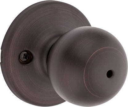 Kwikset Polo Interior Privacy Door Knob with Lock, Door Handle For Bathroom and Bedroom, Venetian Bronze Keyless Turn Lock Doorknob