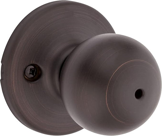 Kwikset Polo Interior Privacy Door Knob with Lock, Door Handle For Bathroom and Bedroom, Venetian Bronze Keyless Turn Lock Doorknob