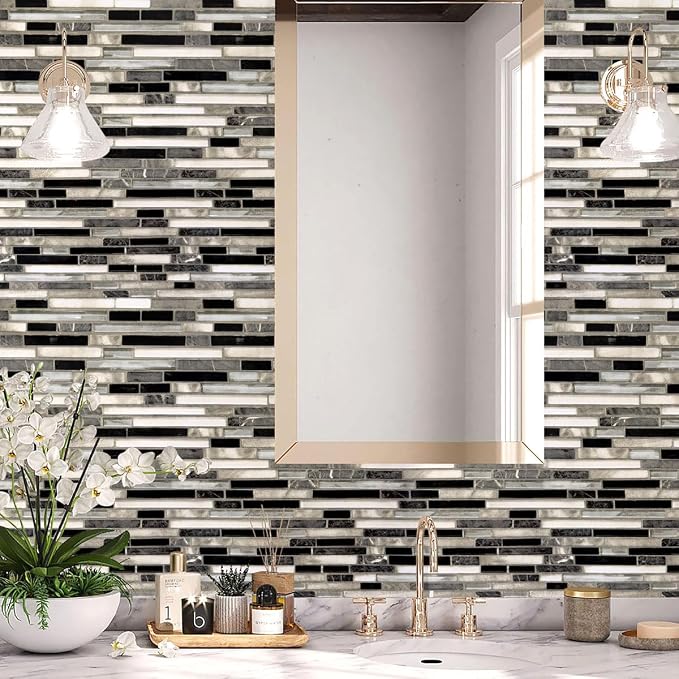 Livebor Backsplash Peel and Stick Wallpaper Kitchen Wallpaper17.7” x 393.7” | Kitchen Contact Paper Peel and Stick Wallpaper Backsplash Wallpaper Countertops Waterproof Wall Paper for Bathroom Tile Vinyl