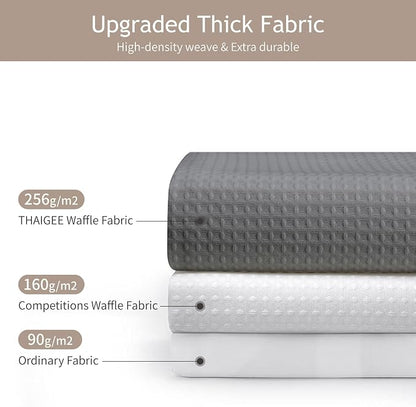 Gray 256GSM Heavy Duty Waffle Weave Shower Curtain, 36"x72" | Small Size Bath Curtain with Rustproof Grommets & Weighted Hem for Bathroom, Hotel, RV