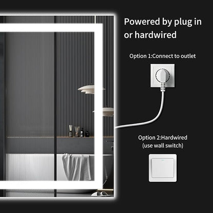LED Bathroom Mirrors 36"x40" Bathroom Mirror with Lights for Wall, Backlit + Front Lit, 3 Colors, Anti-Fog, Dimmable Brightness for Vanity,Bathroom, Entryway, Living Room
