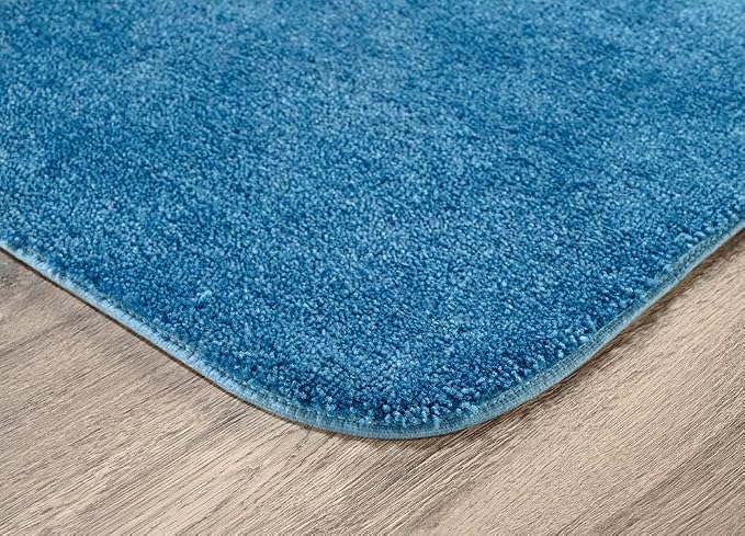 Garland Rug Traditional Nylon Washable Basin Blue 3 Piece Set - Lid, Contour, Bath Rug - Soft, Absorbent, and Stylish for Your Bathroom
