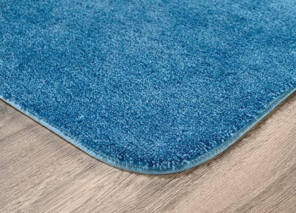 Garland Rug Traditional Nylon Washable Basin Blue 3 Piece Set - Lid, Contour, Bath Rug - Soft, Absorbent, and Stylish for Your Bathroom