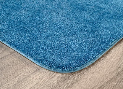 Garland Rug Traditional Nylon Washable Basin Blue 2 Bath Rugs (21" X 34", 22" X 60") - Soft, Absorbent, and Stylish for Your Bathroom