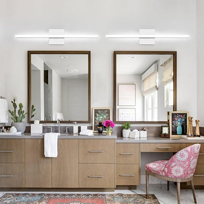 16 Inch LED Bathroom Vanity Light, 3 CCT Adjustable Hardwired Bathroom Light Fixtures Over Mirror, Chrome Modern LED Mirror Wall Sconce for Bathroom Vanity