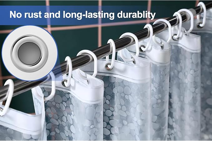 60 inch Height Shorted 8G Waterproof Shower Curtain Liner, Pebble Pattern, 3 Heavy Duty Magnets, Premium EVA Material Not PVC(72W x 60H)