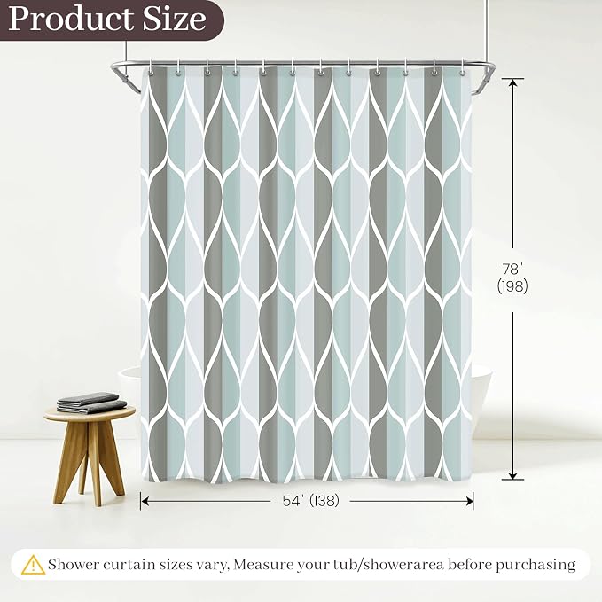 Gelbchu Grey Blend Geometric Shower Curtain for Bathroom, 54x78 Inch | with Hooks, Premium Polyester, Quick Dry, Water Repellent, Machine Washable, Rustproof Grommets, Modern Minimalist