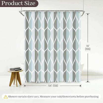 Gelbchu Grey Blend Geometric Shower Curtain for Bathroom, 54x78 Inch | with Hooks, Premium Polyester, Quick Dry, Water Repellent, Machine Washable, Rustproof Grommets, Modern Minimalist