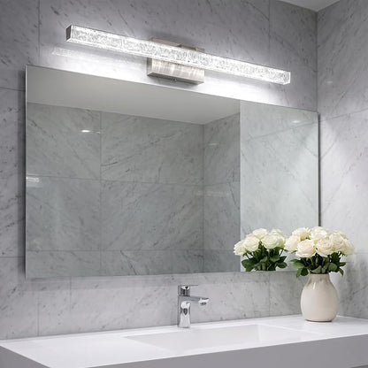 Brushed Nickel Vanity Lights for Bathroom, 24 Inch Modern LED Bathroom Light Fixtures Over Mirror with Iceberg Pattern Acrylic, 5500K Daylight Wall Sconce for Mirror Cabinet and Makeup Sink