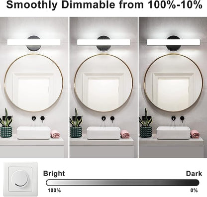 2-Pack Modern Dimmable LED Vanity Light Bar Lighting Fixtures, 15.9 Inch LED Bathroom Light Fixture Over Mirror, 15W 1300LM Daylight White 5000K Wall Sconces Lighting, Black Bath Lamp Bar