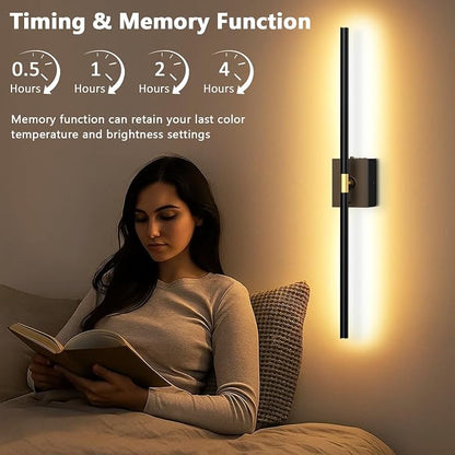 Eneru Battery Operated Wall Sconce, Rechargeable Wireless Light 1 Pack 4CCT | 10000mAh Battery Powered, Touch and Remote Control, Dimmable Wall Lamps for Indoor Living Room Hallway Picture Bedroom Black