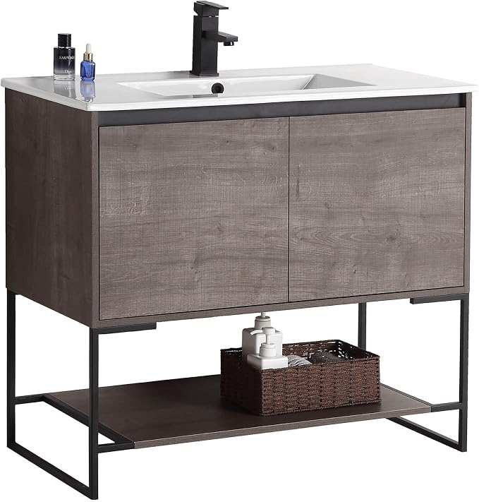 36" Inch Bathroom Vanity and Sink, Knob Free Design - Urbania Collection