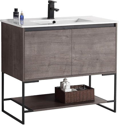 36" Inch Bathroom Vanity and Sink, Knob Free Design - Urbania Collection