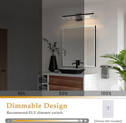 Modern Bathroom Light Fixtures Over Mirror - 24 Inch Black Vanity Light Bar 18W 3000K Dimmable LED Vanity Lighting Fixtures for Restroom Mirror