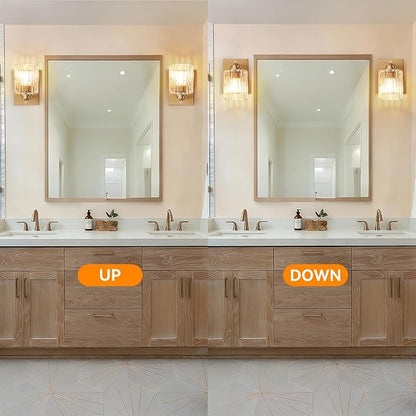 TALOYA Brushed Gold 2 Pack Wall Sconces with Fluted Cylinder Glass Shade | Modern Vanity Lighting Fixtures, Bathroom Lights Over Mirror, Wall Mount Mirror Light Fixtures for Bathroom Hallway Bedroom