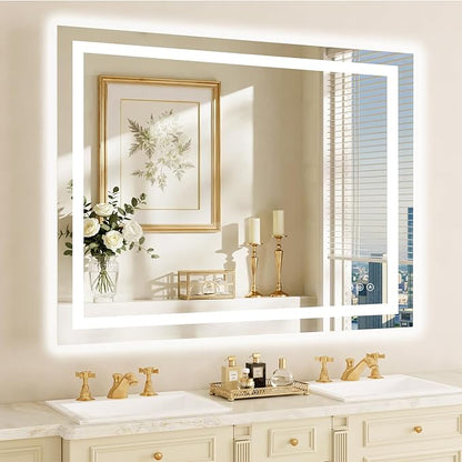 36"x48" LED Bathroom Mirror with Lights, Anti-Fog, Backlit+Frontlit | CRI 95, Stepless Dimmable, 3 Colors Lighting, Shatterproof Tempered Glass, HD Reflection, Memory, (Horizontal/Vertical)