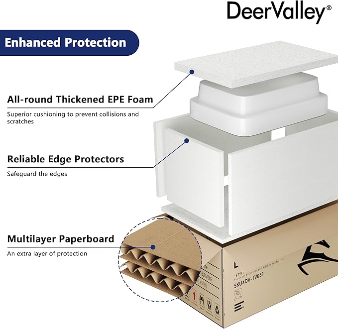 DeerValley Vessel Sink Rectangular, Liberty 15.94"x12.01" White Semi Recessed Bathroom Sink with Black Rim Ceramic Porcelain Rectangle Bathroom Vessel Sink Above Counter Vanity Sink Basin DV-1V0347