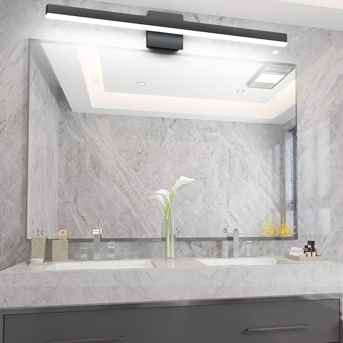 Aipsun 31.5in/26W Modern Black Vanity Light LED Bathroom Vanity Light Fixtures Wall Light for Bathroom (White Light 6000K)