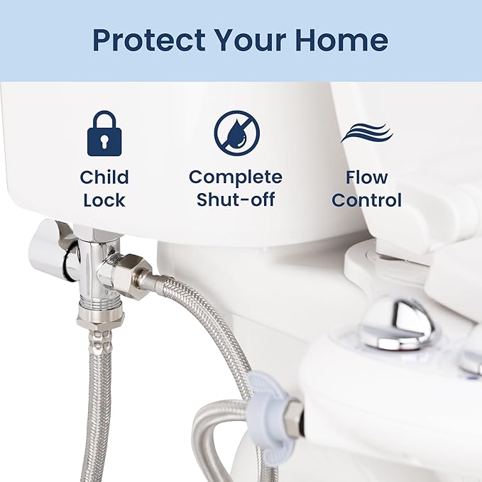 LUXE Bidet 7/8" x 7/8" x 1/2" Shut-Off Valve T-Adapter for Bidets, Compatible with NEO Series Bidet Attachments (Winged, Chrome Finish)