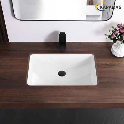 24 Inch Undermount Bathroom Sink Rectangle Undermount Sink White Ceramic Under Counter Bathroom Sinks with Overflow (23.8"x16.3")