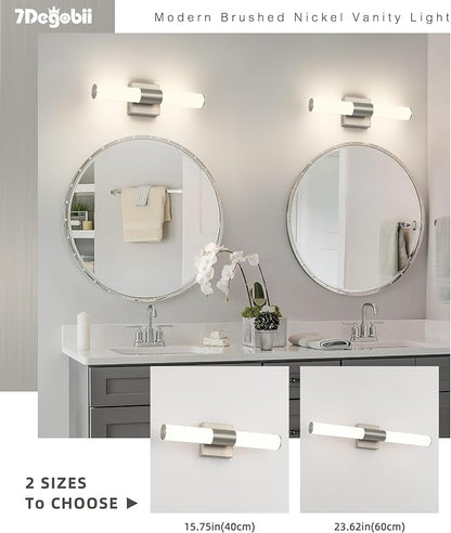 Brushed Nickel Vanity Light for Bathroom Lights Fixtures Over Mirror 5CCT Dimmable Vanity Light Bar 15.74-Inch 12W Bathroom Lighting Fixtures for Mirror