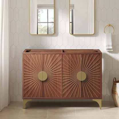 Modway Daylight Bathroom Vanity Cabinet Basin Not Included, 48" Double Sink Compatible, Walnut
