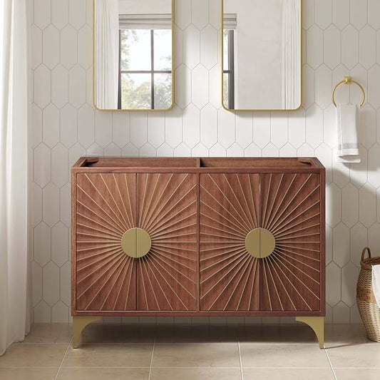 Modway Daylight Bathroom Vanity Cabinet Basin Not Included, 48" Double Sink Compatible, Walnut