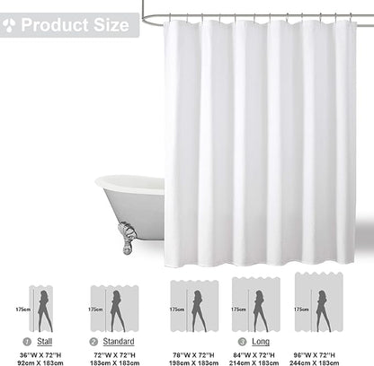 OVZME Berry White Shower Curtain, Embossed Textured Fabric Shower Curtain for Bathroom - Soft Cloth & Hotel Spa Luxury, Water Repellent, Machine Washable Long Shower Curtain, 72X78, White