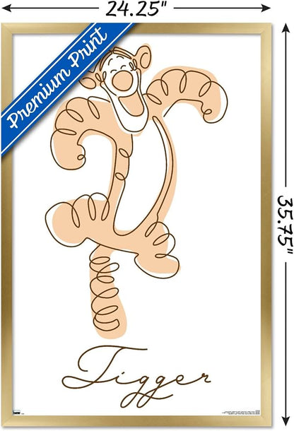 Trends International Disney Simple Moments Line Art - Tigger Wall Poster, 34L x 22.4W, Gold Framed Version