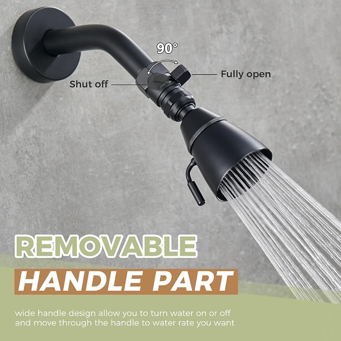 Aomasi G 1/2 Shower Head Shut off Valve for Bathroom Showers, Matte Black | Solid Brass, Shower Flow Restrictor with on off Switch, Easy Water Control, Save Water, Works for Bidet Sprayer, Garden Hose
