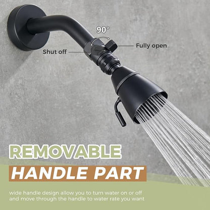 Aomasi G 1/2 Shower Head Shut off Valve for Bathroom Showers, Matte Black | Solid Brass, Shower Flow Restrictor with on off Switch, Easy Water Control, Save Water, Works for Bidet Sprayer, Garden Hose