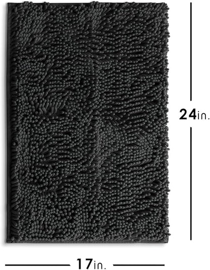Hearth & Harbor Bathroom Rugs, Chenille Bath Mat - Machine Washable Bath Mats for Bathroom Non-Slip Backing Rubber, Quick Dry Bathroom Mat