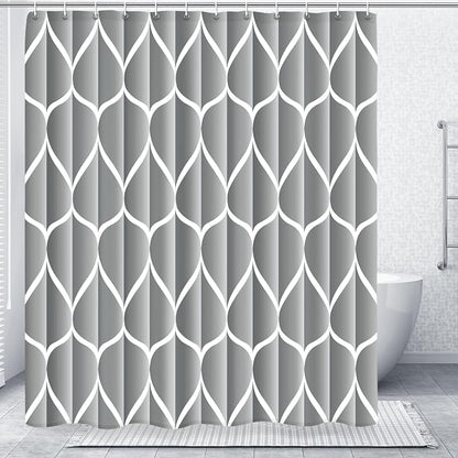 Gelbchu Geometric Shower Curtain for Bathroom, Light Gray, 72x72 Inch | with Hooks, Premium Polyester, Quick Dry, Water Repellent, Machine Washable, Rustproof Grommets, Modern Minimalist