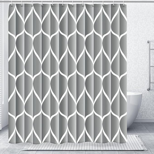 Gelbchu Geometric Shower Curtain for Bathroom, Light Gray, 72x72 Inch | with Hooks, Premium Polyester, Quick Dry, Water Repellent, Machine Washable, Rustproof Grommets, Modern Minimalist