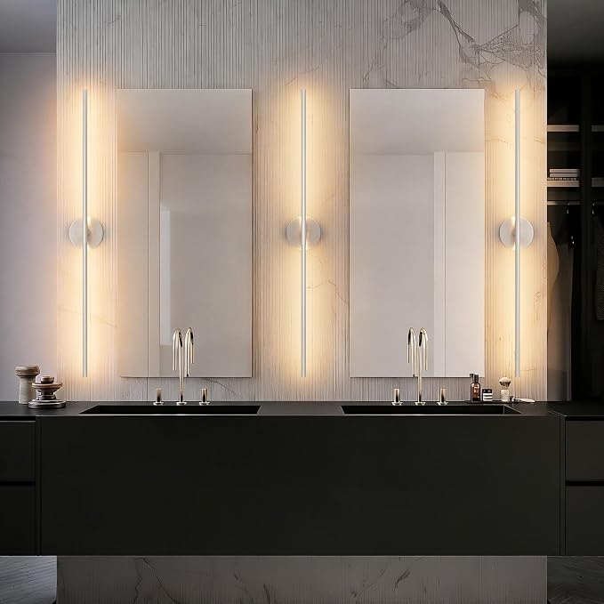 Hardwired Wall Sconces Set of Two,40In Sand Nickel Linear Bathroom Sconce 360° Rotate Modern Vanity Light Bar 3000K for Bedroom Living Room