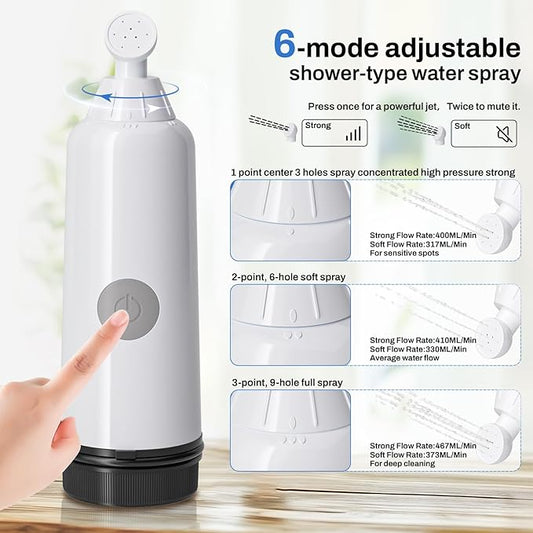 Portable Bidet for Travel with 6 Spray Settings, High Pressure Handheld, Rechargeable Electric Portable Bidet for Women & Men (Black)