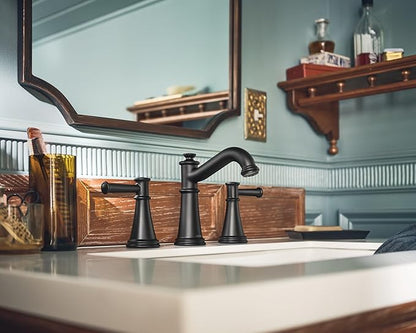 Moen Belfield Matte Black Two-Handle Widespread Bathroom Faucet Trim Kit, Valve Required, T6405BL
