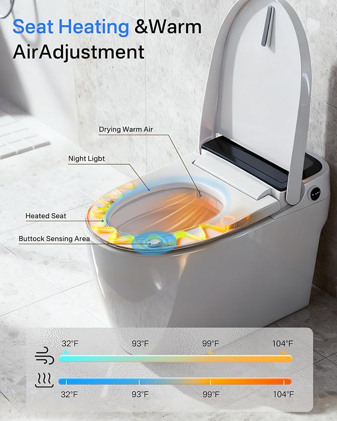 Smart Toilet with Bidet, Bidet Toilet, Modern Smart Toilets, Inteligente Japanese Toilet Seat,Toilet with Bidet Built in, Tankless Electric Toilet With Auto Open/Close Lid, Warm Water, Heated Seat