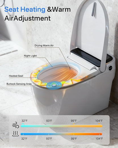 Smart Toilet with Bidet, Bidet Toilet, Modern Smart Toilets, Inteligente Japanese Toilet Seat,Toilet with Bidet Built in, Tankless Electric Toilet With Auto Open/Close Lid, Warm Water, Heated Seat