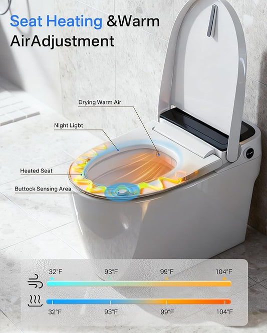Smart Toilet with Bidet, Bidet Toilet, Modern Smart Toilets, Inteligente Japanese Toilet Seat,Toilet with Bidet Built in, Tankless Electric Toilet With Auto Open/Close Lid, Warm Water, Heated Seat