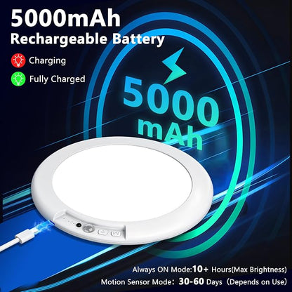 maylit 2 Pack Rechargeable Ceiling Lights with Motion Sensor | Wireless Battery-operated Lighting for Closets, Bathrooms, Hallways, Stairs and Pantries