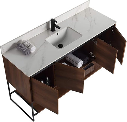 60 Inch Bathroom Vanity with Sink - Modern Knob Free Design, Elegant Space-Saving Solution for Your Bathroom - Durable, Bathroom Vanities for a Contemporary Look - Urbania Collection