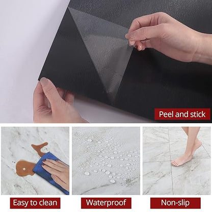 Marble Peel and Stick Floor Tile Stickers 20 PCS Self Adhesive Floor Tiles Waterproof Bathroom Vinyl Peel and Stick Tile Removable Vinyl Flooring for Kitchen Bedroom Tectured Grey 12 x 12 in