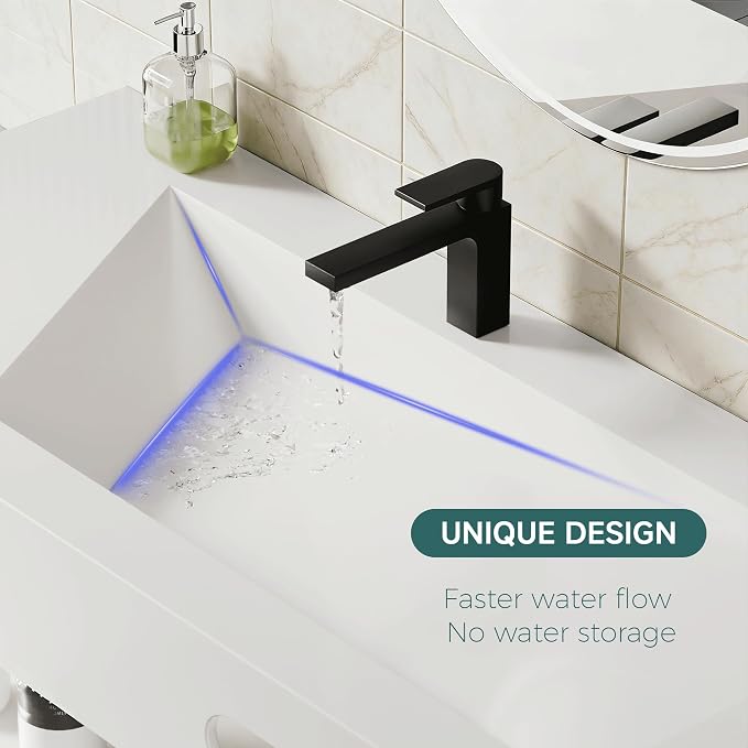 Wall-Mounted Resin Stone 40" Bathroom Sink, Seamless Integrated Vessel Sink with Sloped Design & Open Storage Shelf, Modern Floating Vanity for Bathrooms & Outdoor Spaces