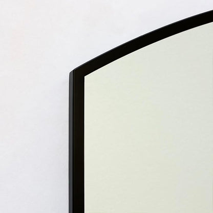 Fox Hollow Furnishings 16x20 Harper Crescent Metal Framed Rectangle Recessed Bathroom Medicine Cabinet, Arced Mirror, 14x18 in-Wall Opening, Adjustable Glass Shelves, Magnet Close, Black
