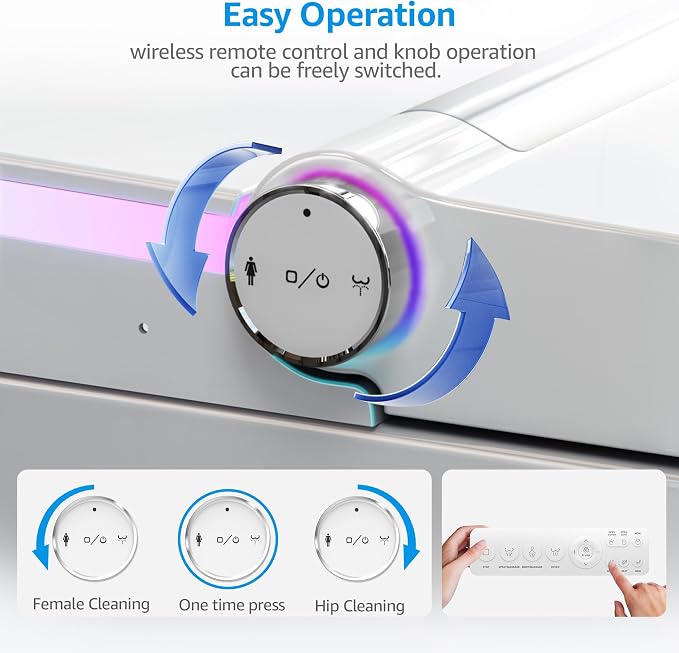 Smart Toilet with Bidet Built In, Heated Seat, Warm Water & Air Dryer, One-piece Tankless Bidet Toilet with Foot Sensor & Night Light, Auto Open/Close Lid & Flush, 1.26GPF Water-Saving Design